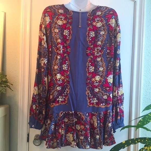 Free People Boho Floral Long Sleeve Pullover Top Size M - Picture 11 of 16